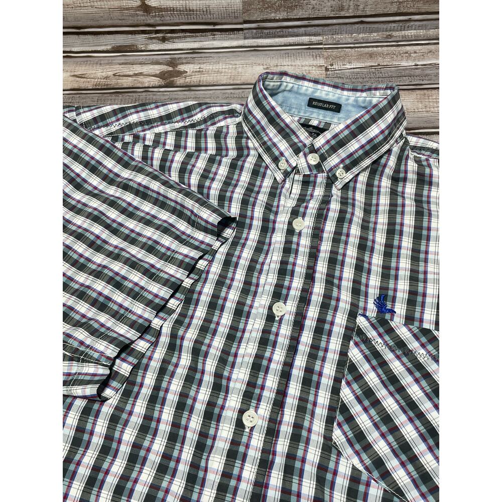 Cody James Men's Short Sleeve Button Up Blue Black Size Large